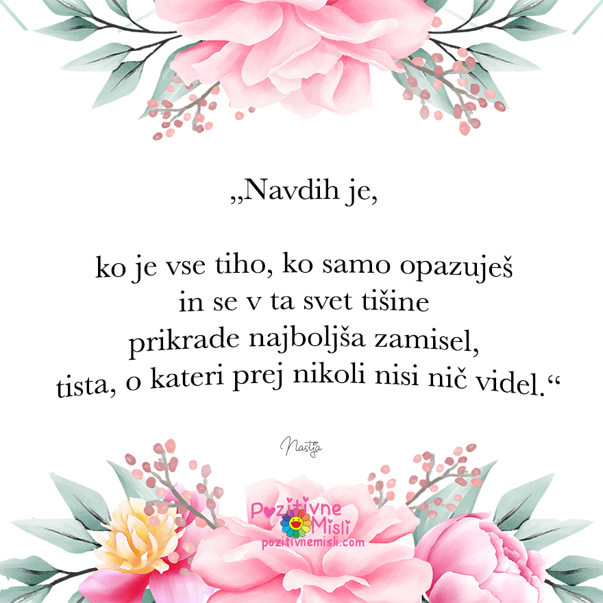 Inspiracija -Navdih je, ko je vse tiho, ko samo opazuješ