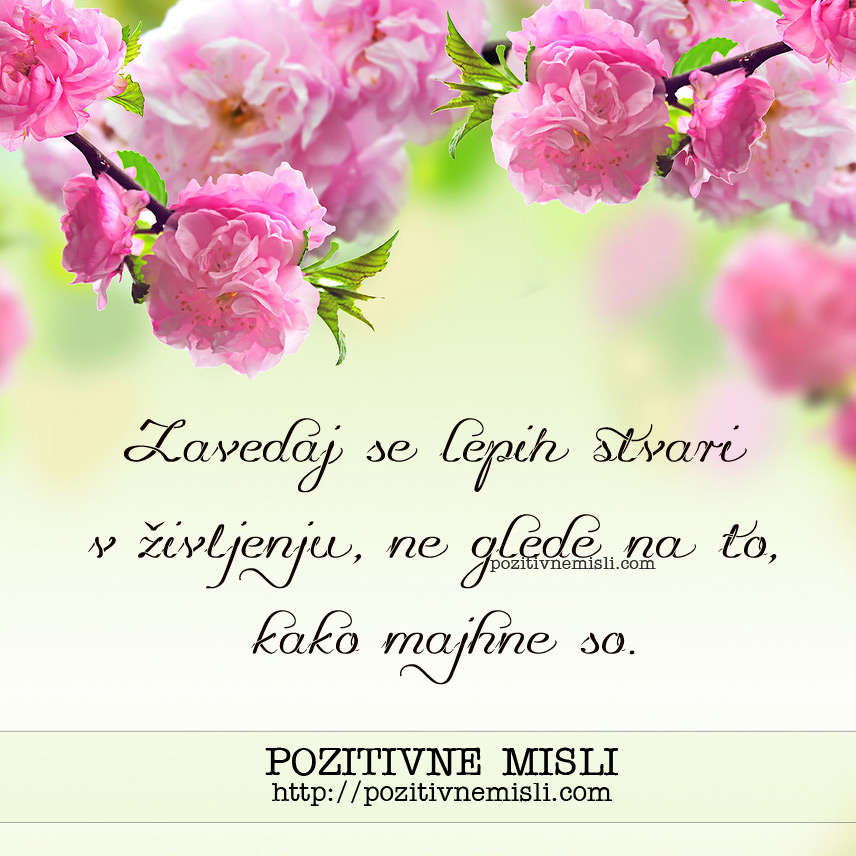 Zavedaj se lepih stvari v življenju - misli o življenju