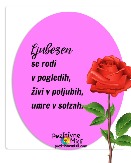 Ljubezenski verzi - Ljubezen se rodi v pogledih, živi v poljubih, umre v solzah.